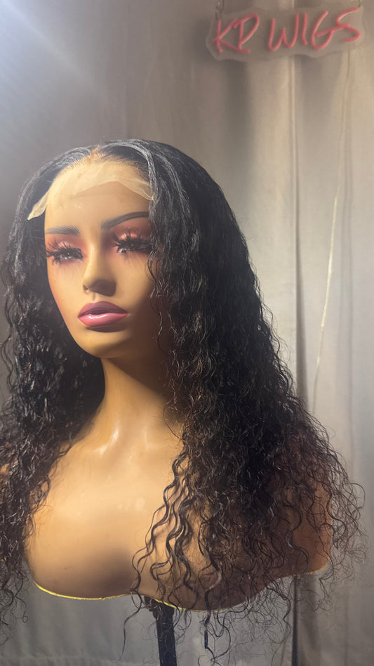 Loose Curly Glueless 5x5 HD Lace Closure Wig Human Hair, Middle Part, Pre-Plucked Wear & Go Wig, Natural Black