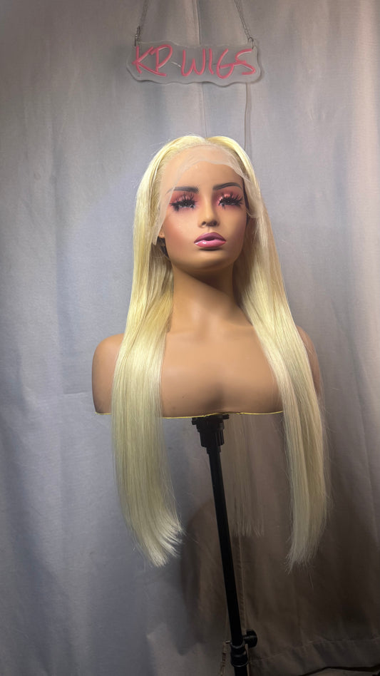 Platinum #613 Blonde 13x4 HD Lace Frontal Blunt-Cut Ends 100% Virgin Human Hair