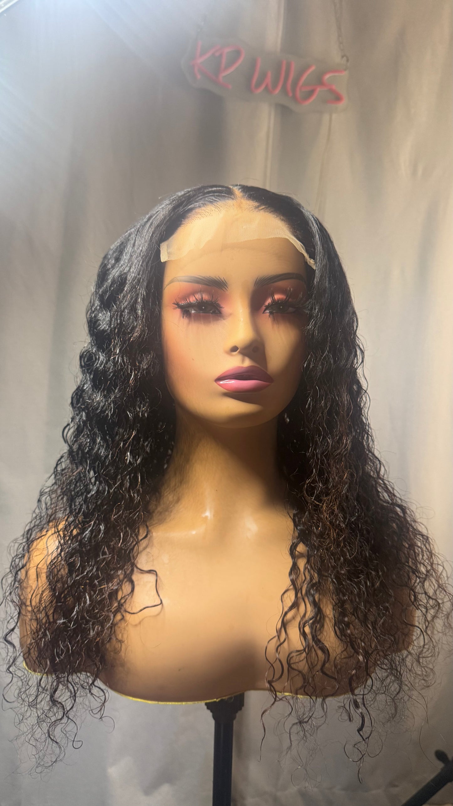 Loose Curly Glueless 5x5 HD Lace Closure Wig Human Hair, Middle Part, Pre-Plucked Wear & Go Wig, Natural Black