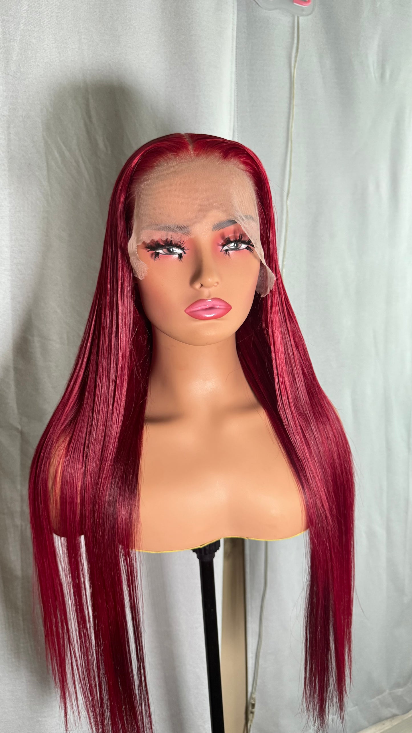 30 Inch 13x4 Burgundy Red HD Lace Front Wigs Pre plucked 99J Bone Straight Colored Glueless Human Hair Wigs 13x4 Wig